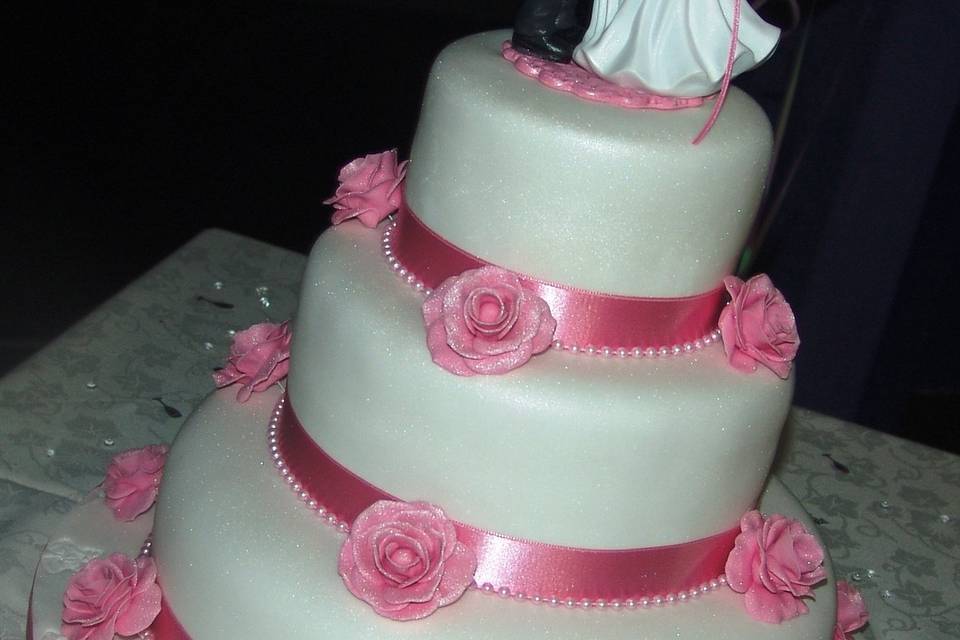 All pink with handmade roses