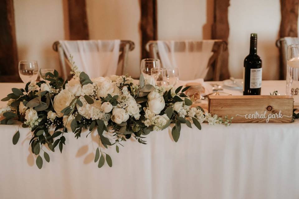 Green and white top table