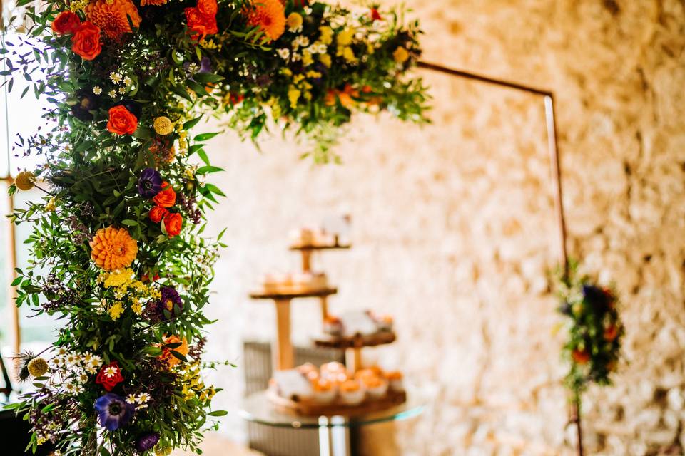 Colourful wedding flowers