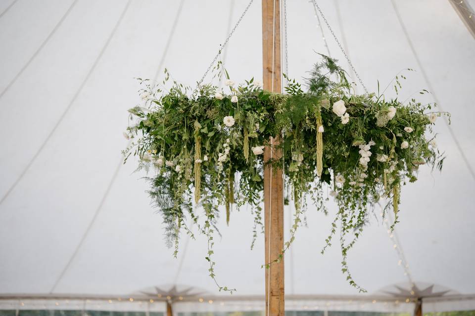 Hanging floral hoop