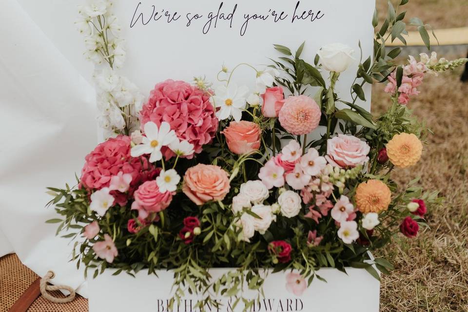 Floral welcome board