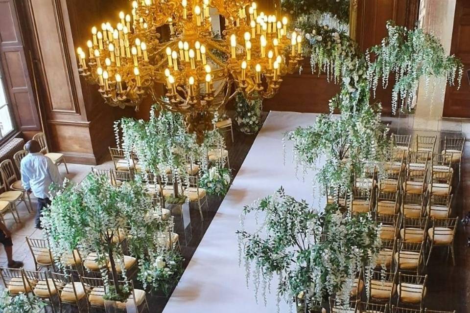 Indoor wedding ceremony area