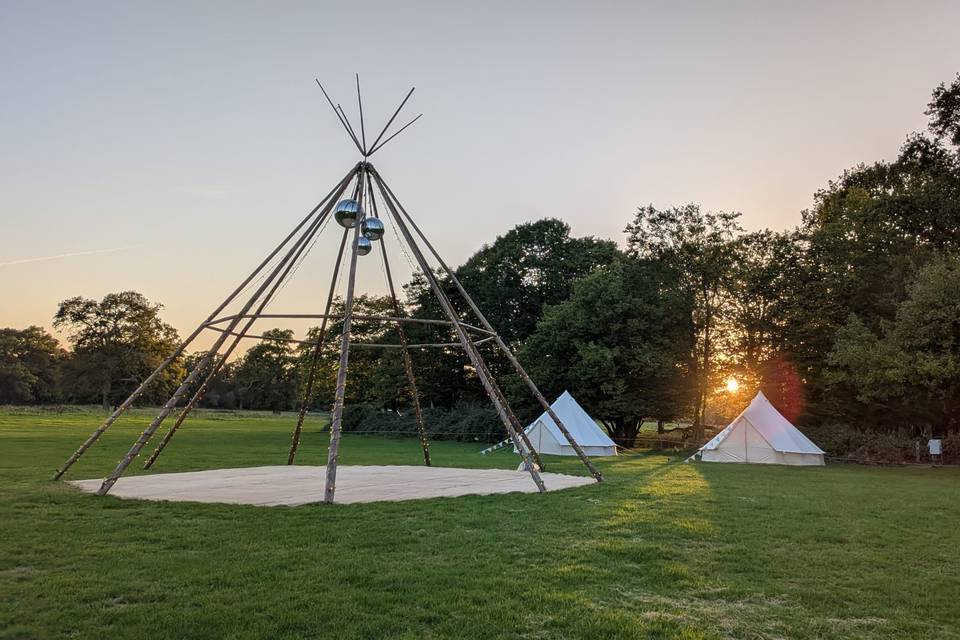 Naked tipi at dusk