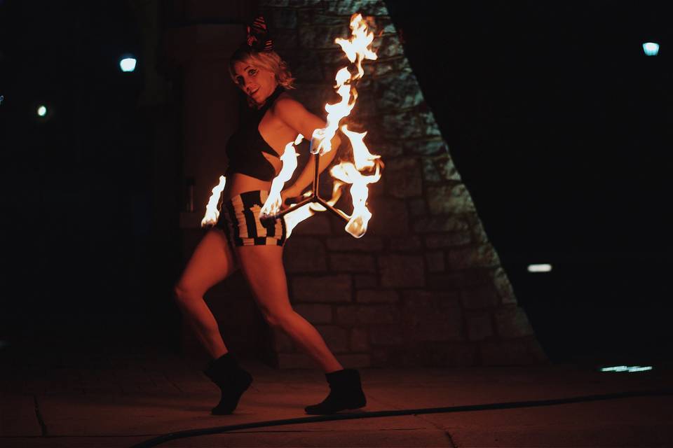 Wedding fire performer