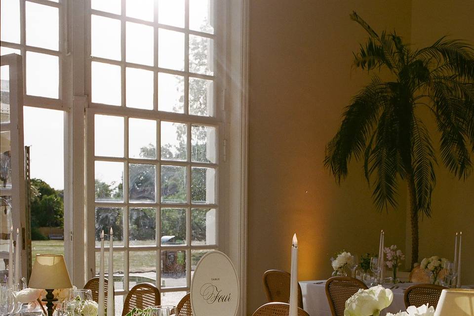 Elegant sunlit dining