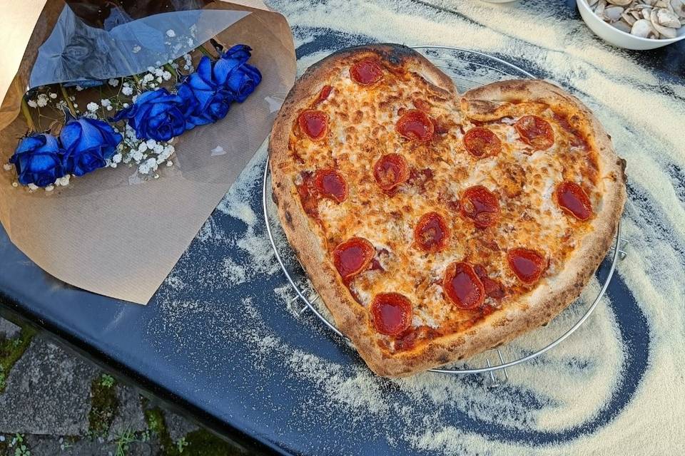 Heart wedding pizza