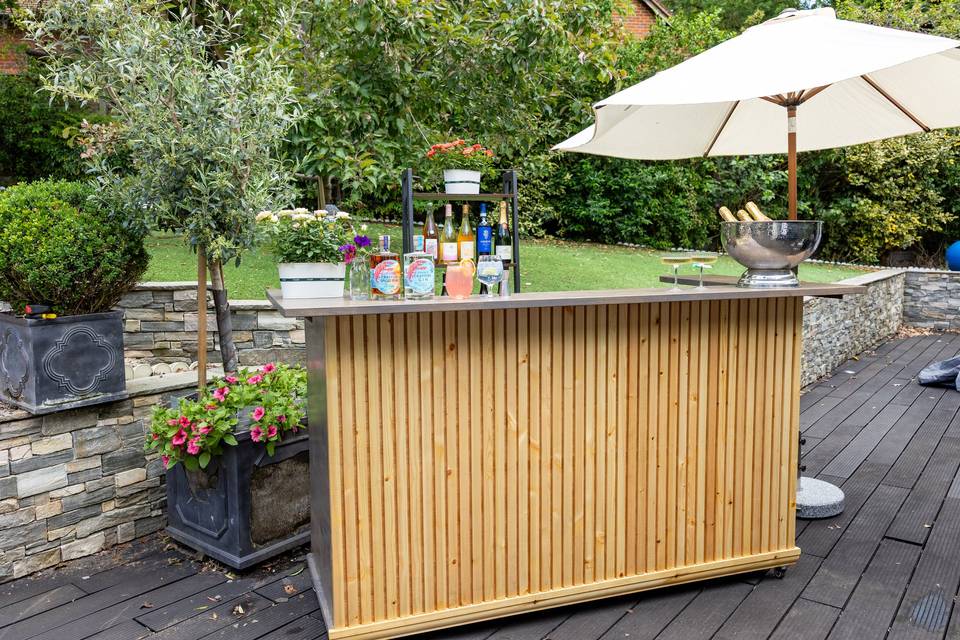 wooden patio bar