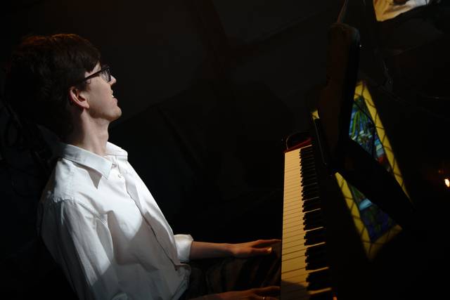 Pianist playing music