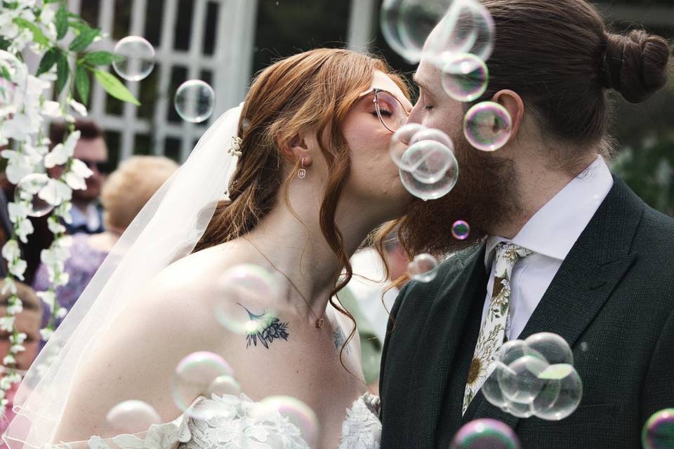 Bride and Groom Kiss