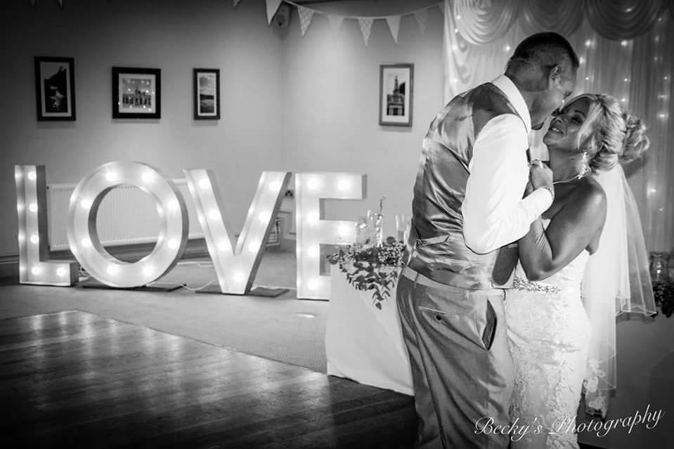 Newlyweds dancing