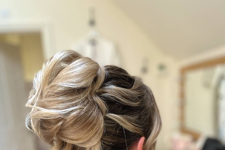 High blonde bun