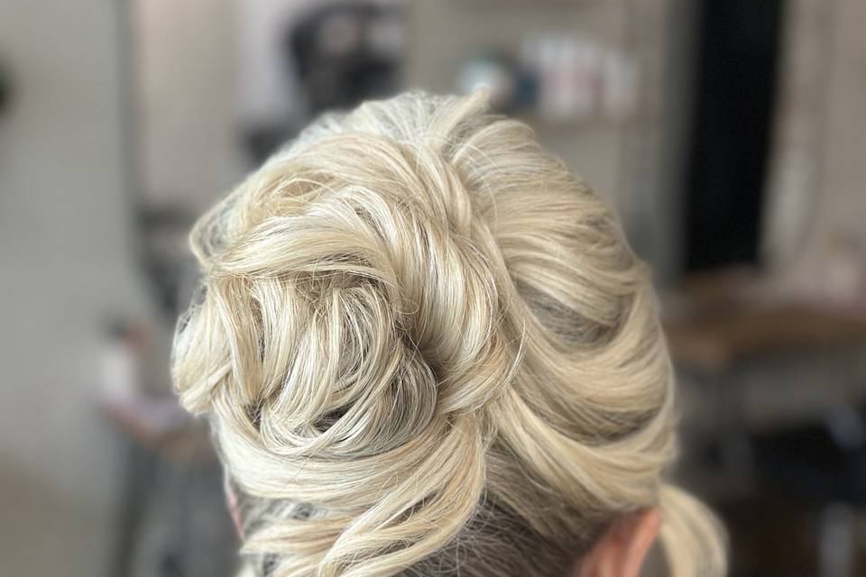 Blonde high updo