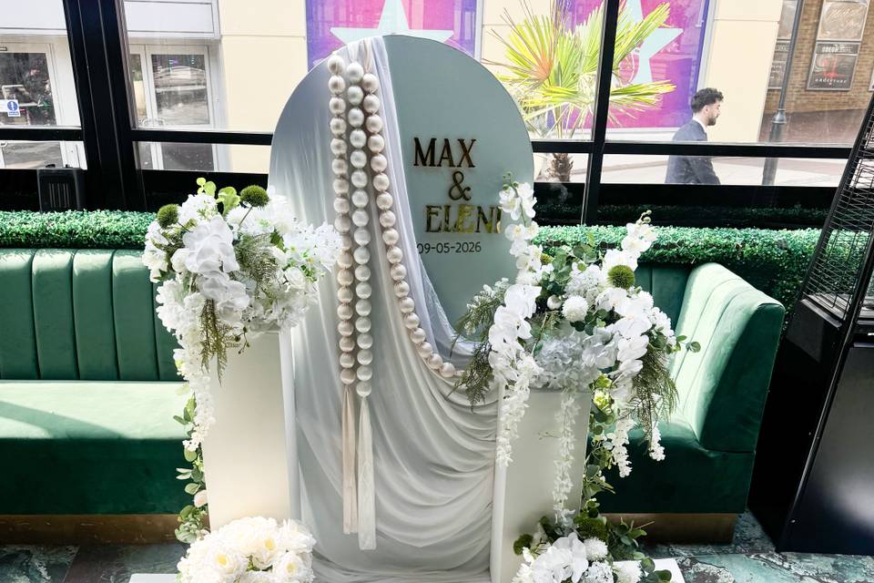 White-Themed Wedding Backdrop