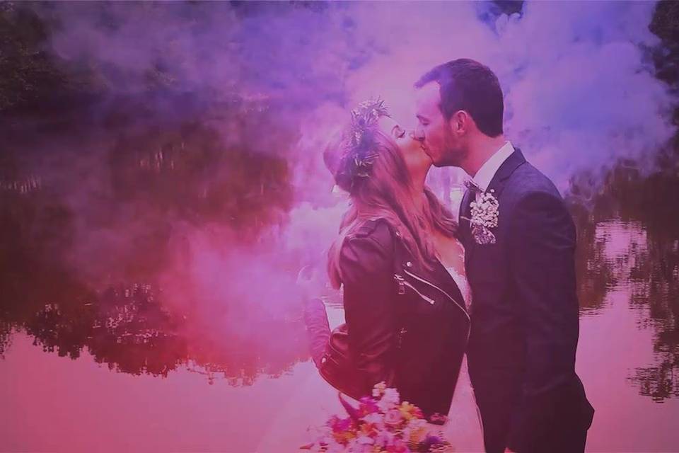 Smoke bombs wedding