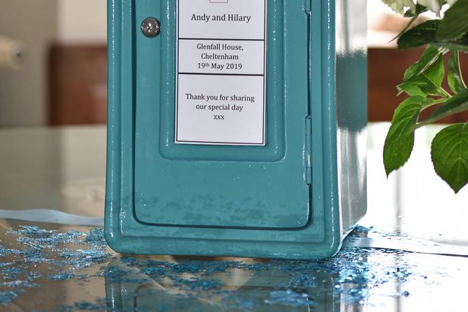 Teal Wedding post box