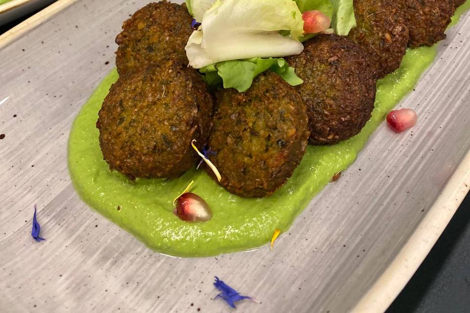 Falafels, green tahini