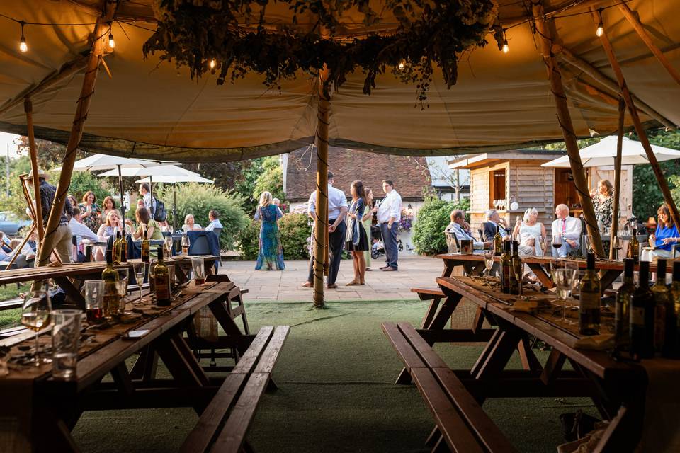 Tipi and patio