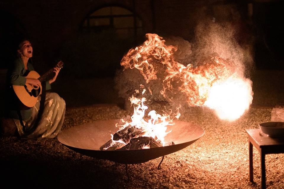 Firepit in courtyard