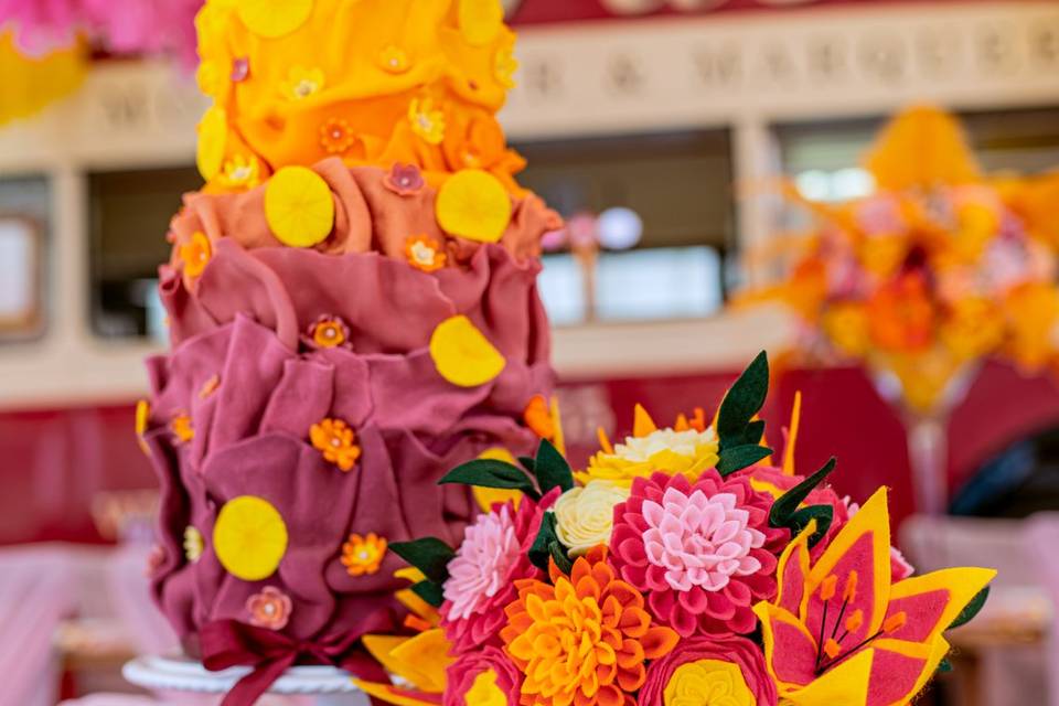 Pink & Yellow round bouquet