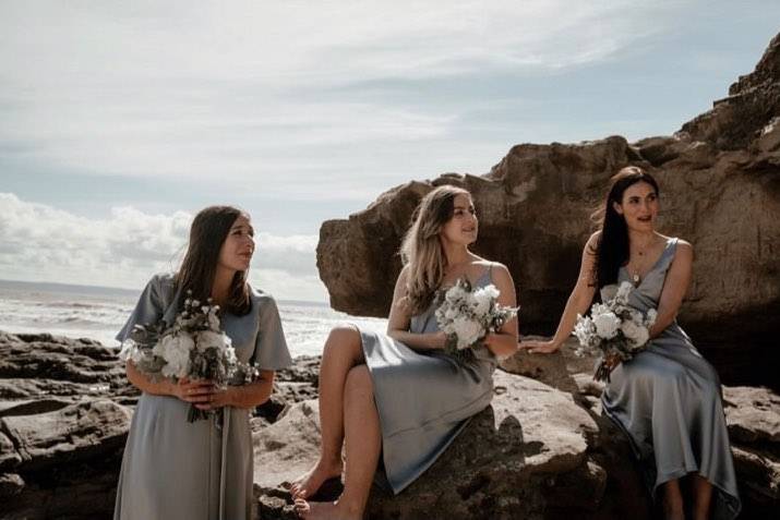 Bridesmaids on the beach