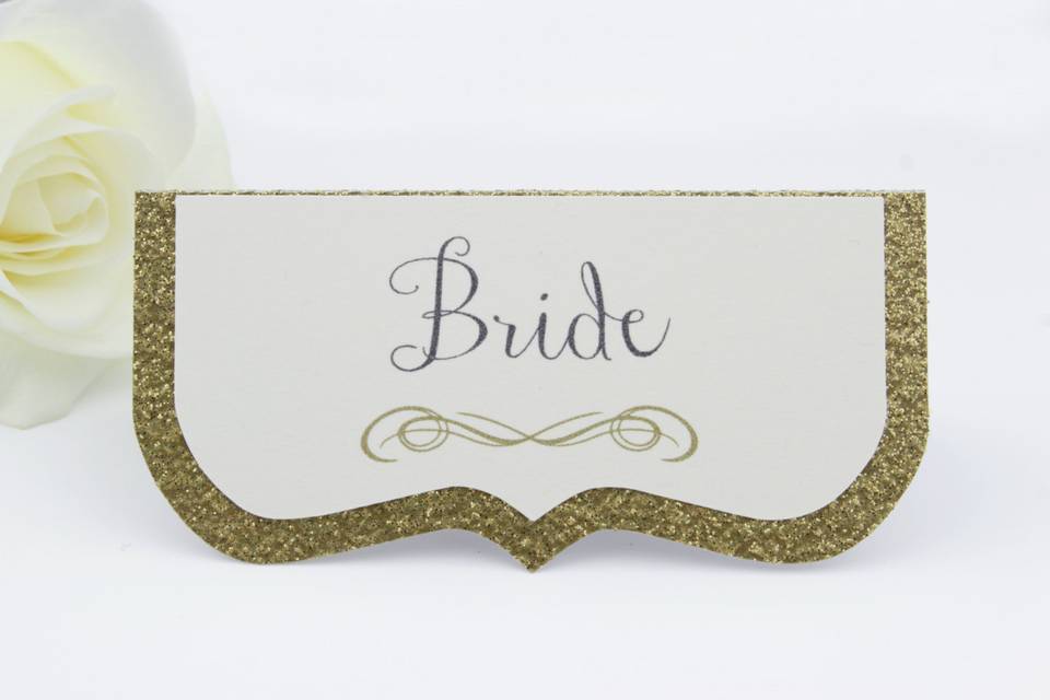 Luxe gold glitter place card