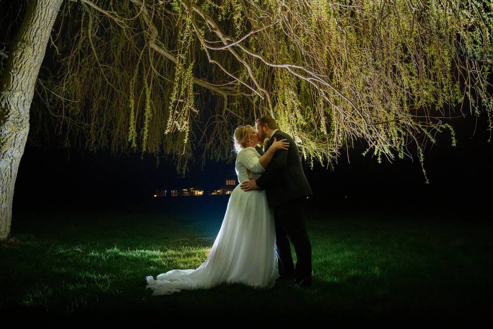 Under the willow tree.