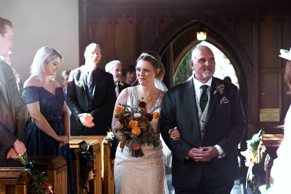 Katie walking down aisle