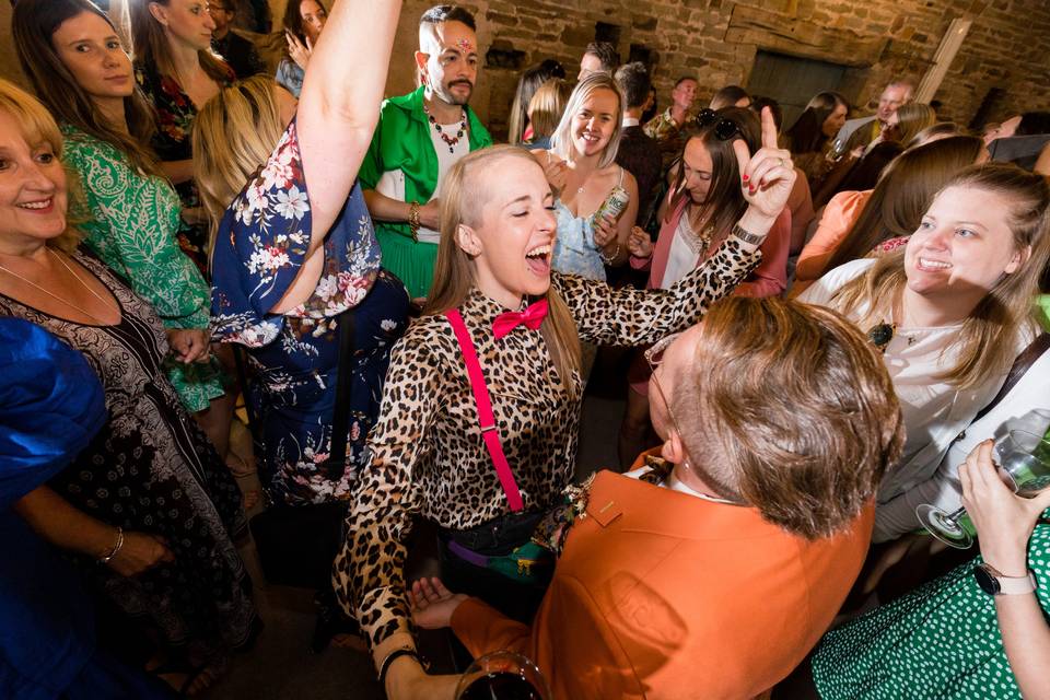 Guests dancing at wedding