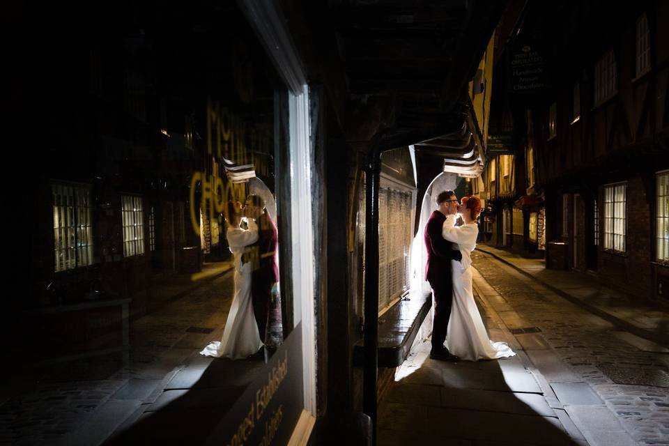Wedding couple in the shambles
