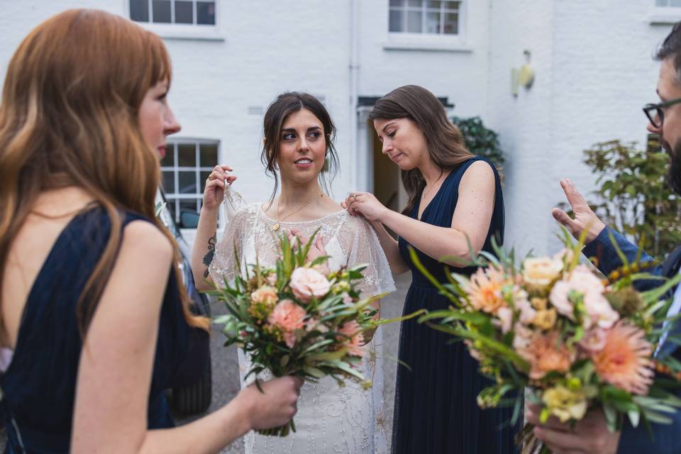 Bride preparing