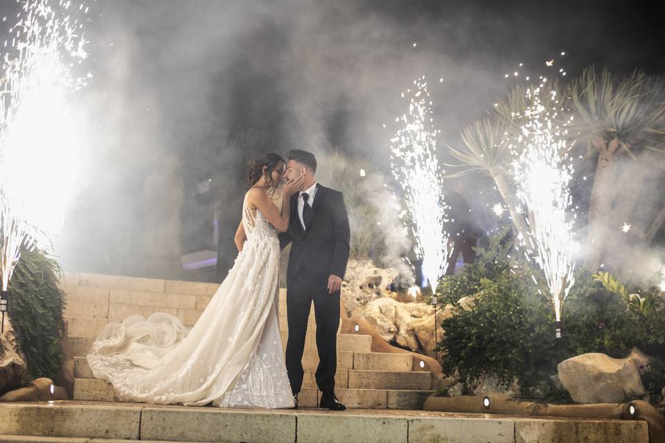 Bride and groom entran