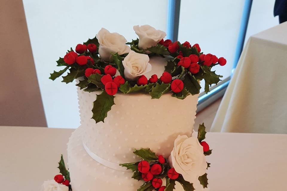 Holly, berries, and roses
