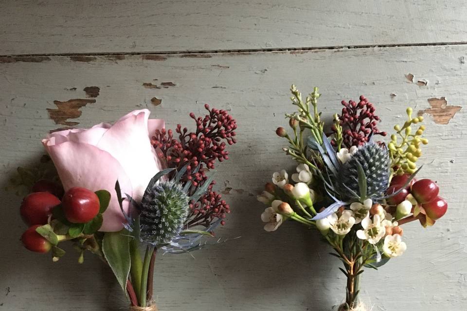 Stunning autumnal buttonholes