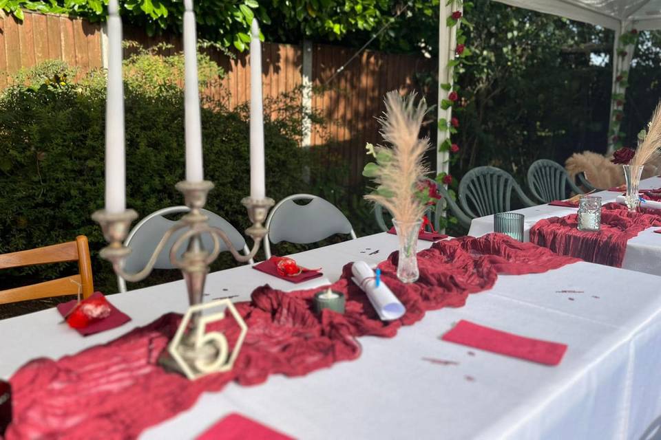 Candelabras and table runners