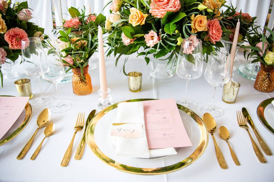 Coral tablescape