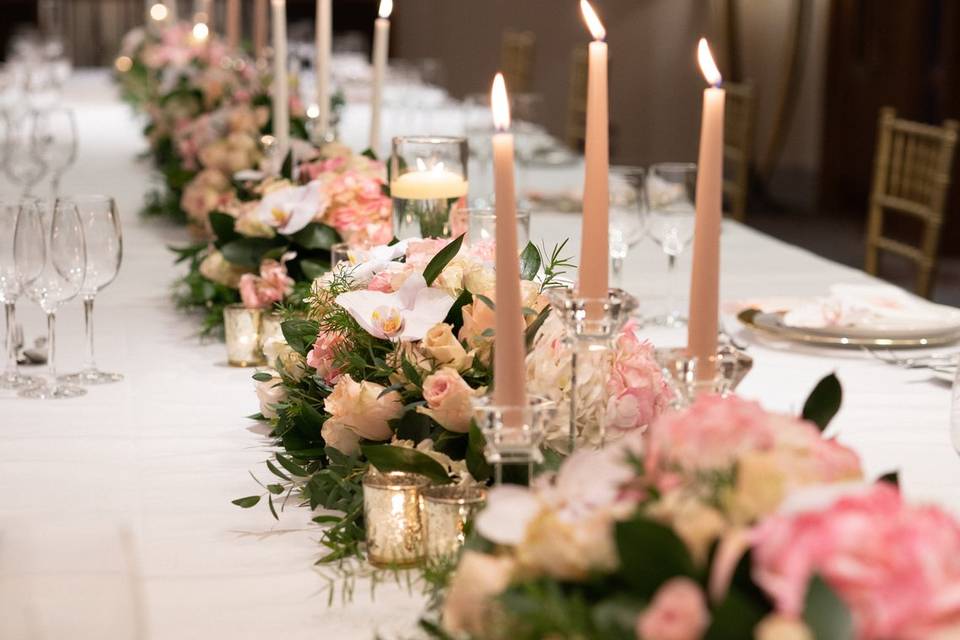 Blush pink table runner