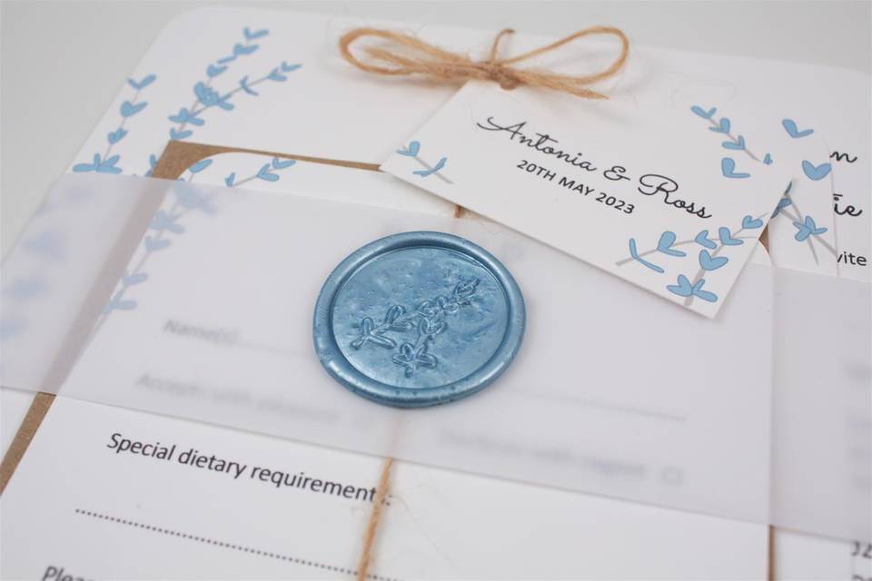 Blue Floral Stems Invite