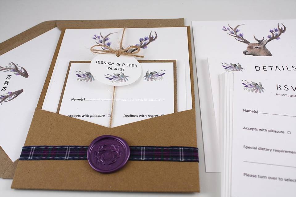 Highland Stag Kraft Invitation