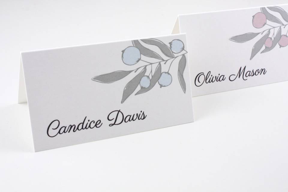 Ice Berry Wedding Name Cards