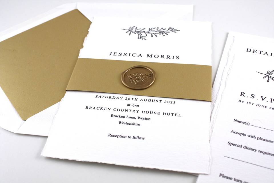 Luxe gold torn edge invite