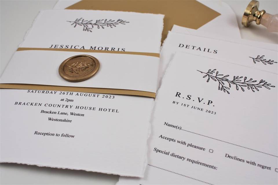 Luxe gold wedding invitation