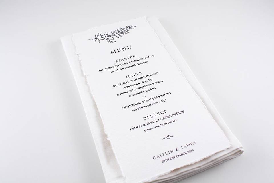 Luxe Menu Card