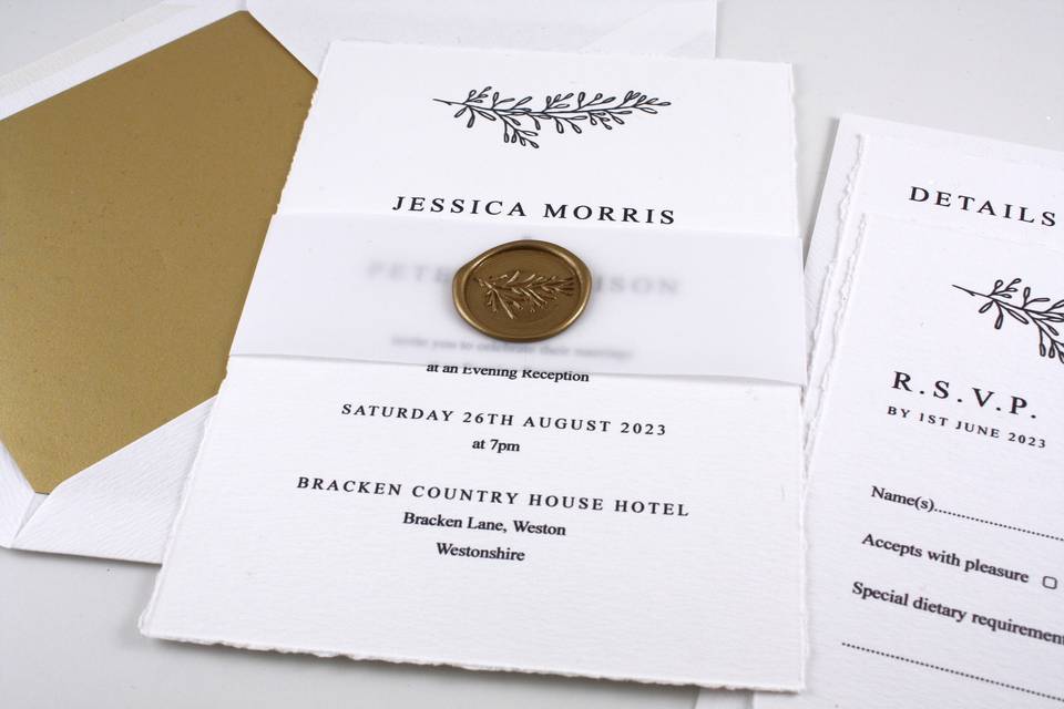 Luxe torn edge invitation