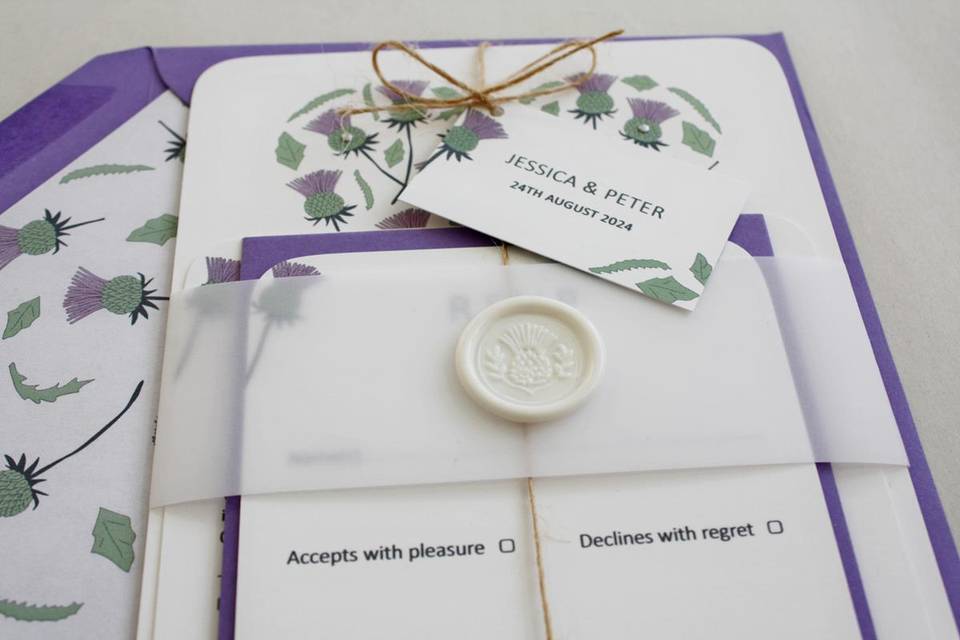 Thistle Heart Stack Invitation