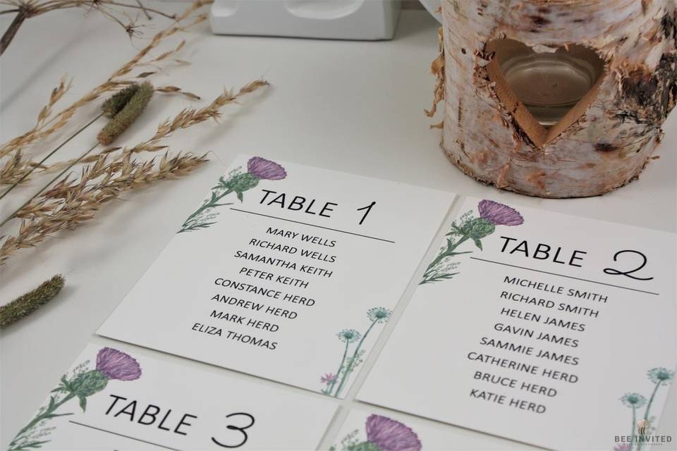 Table Plan Cards