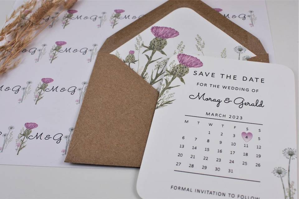 Thistle save the date cards