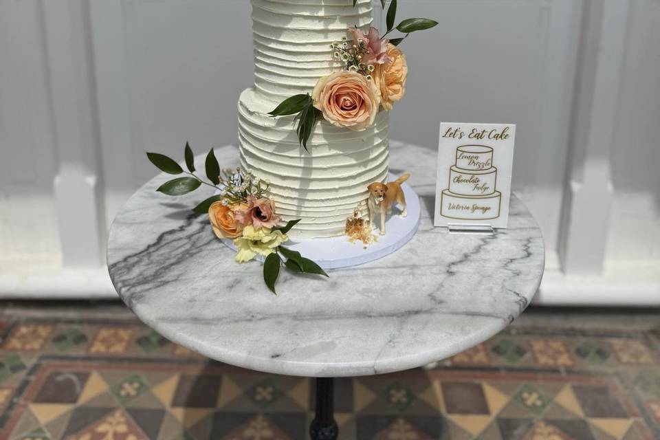 Three tier rustic buttercream