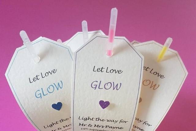 Glow stick/sparkler tags sign