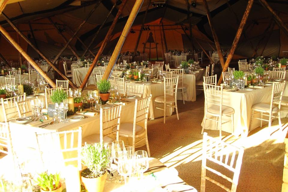 Guests outside the tipi