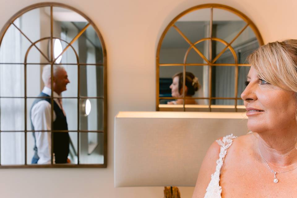 Bride and groom mirrors